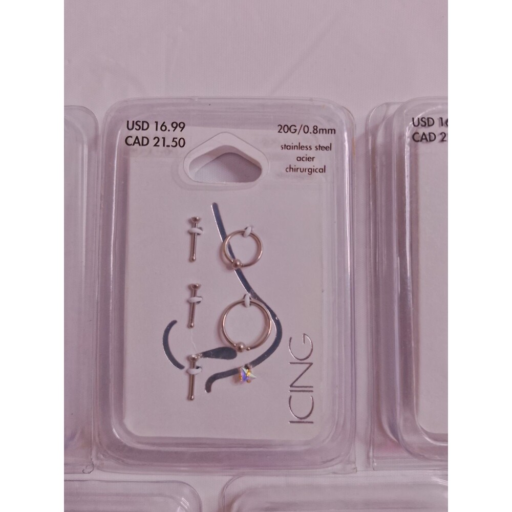 Claire's Icing Lot of 5 New Packages Body Jewelry for Nose Hoops Studs Variety - Picture 10 of 11